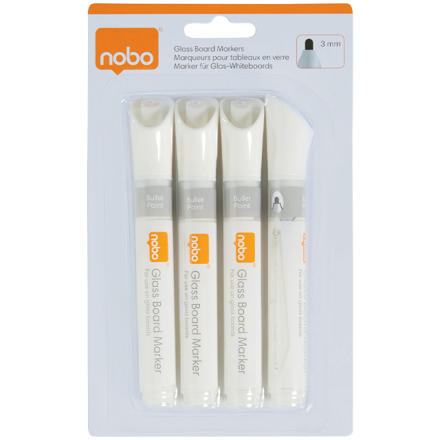 Marker voor glasbord wit 4-pack