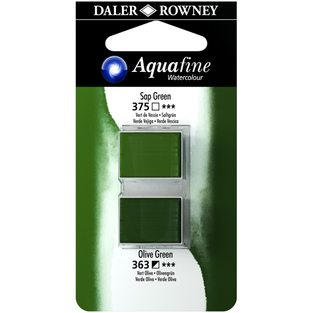 Aquarelle Half-pan Duo Sap Green/Olive Green