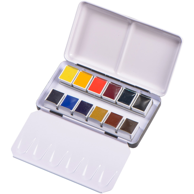 Aquarell Metalen doos 12-set half pan