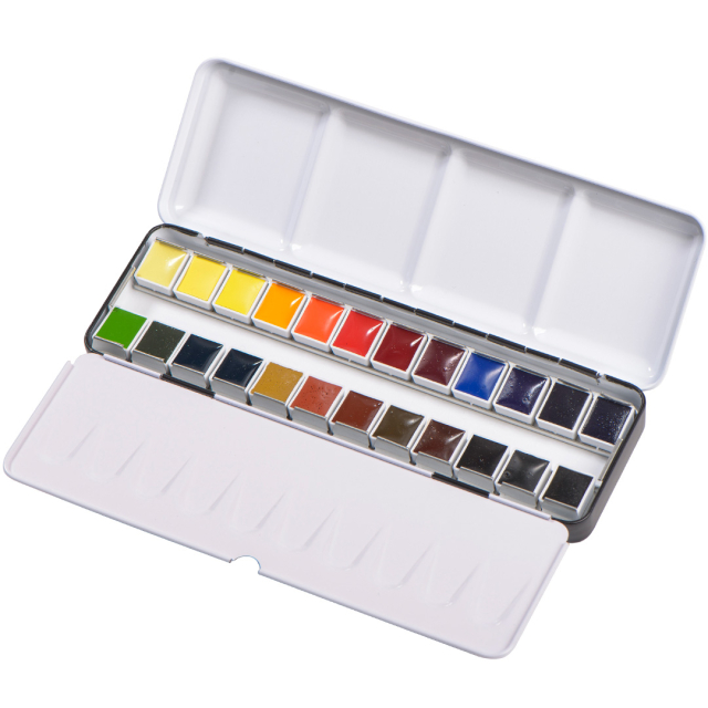 Aquarell Metalen doos 24-set half pan