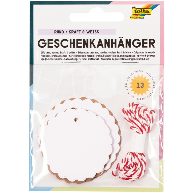 Kerstetiketten Manillalabels Rond 12-pack