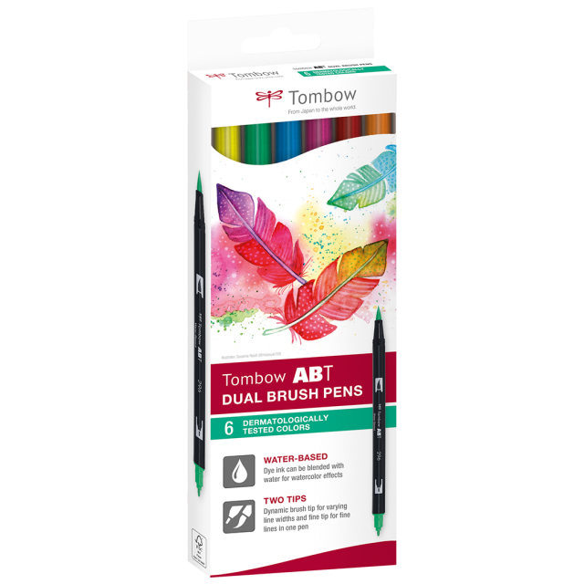 ABT Dual Brush pen Set van 6 dermatologisch geteste kleuren