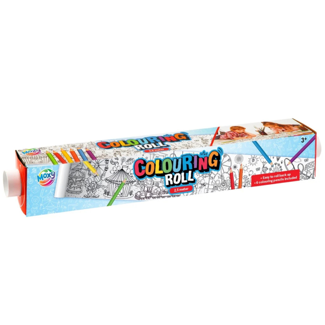 Rol tekenpapier + kleurpotloden Kermis 2,5 m