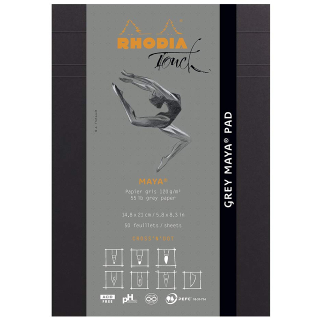 Touch Grey Maya Cross&Dot Skissblock A5 120g