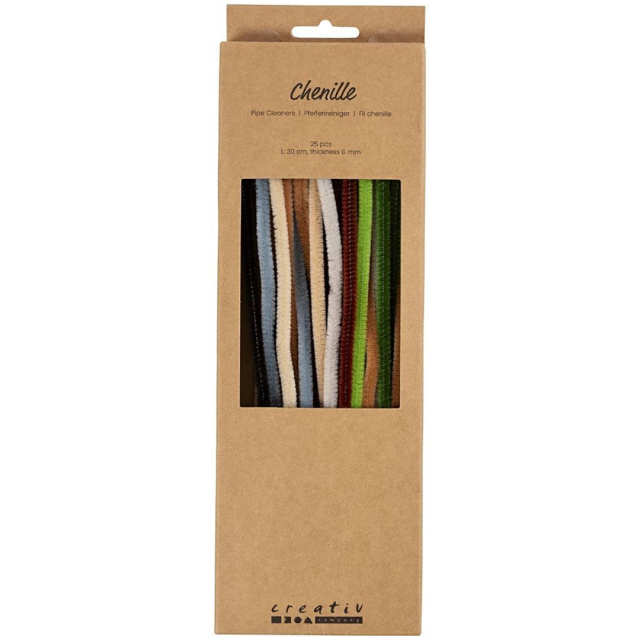 Chenille 30 cm 25-pack Natuurlijke kleuren