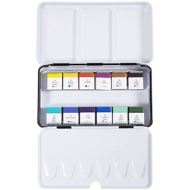 Aquarelverf 12 halve napjes