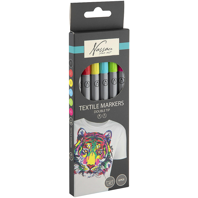 Textielpennen Dubbeltip 6-set