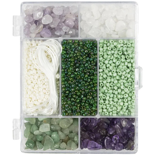 Parelmix Kristallen Groenpaarse kleuren