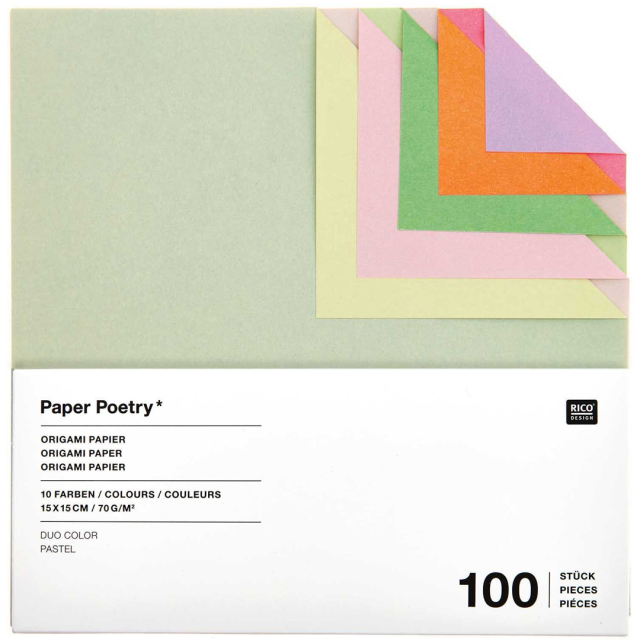 Origami-papier Duo Colour Pastel 15x15 cm 100 vellen