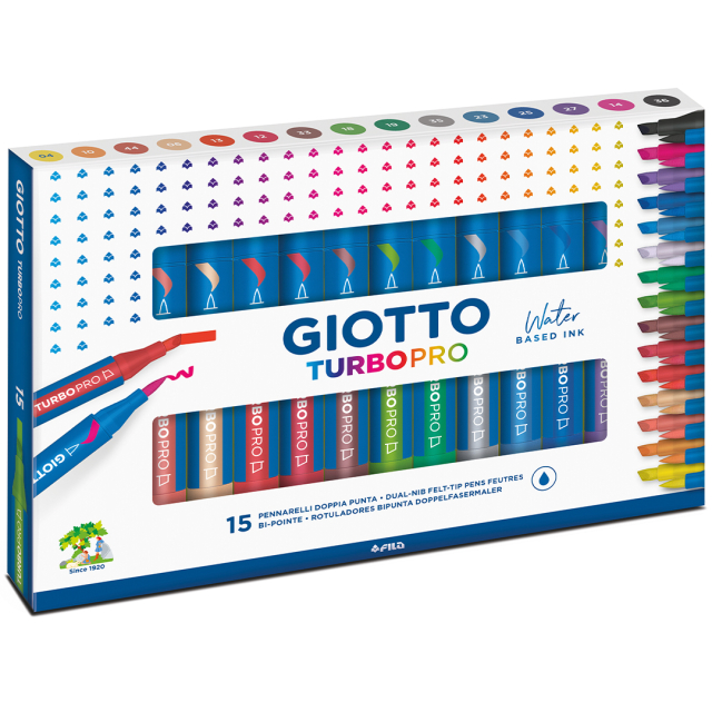 Turbo Pro Dual Tip Marker Pen 15-set