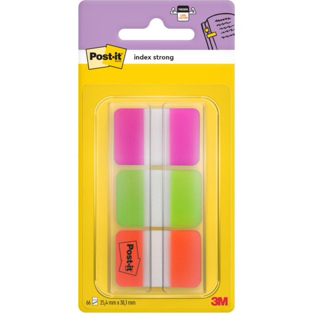 Post-it Index Tabs 25,4 x 38,1 mm Strong, 3 kleuren Neon