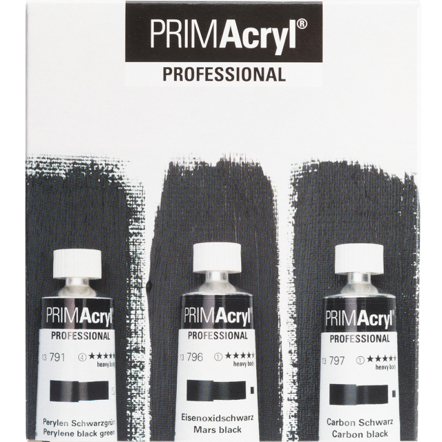 PRIMAcryl Acrylverf 35 ml Zwart 3-delige set