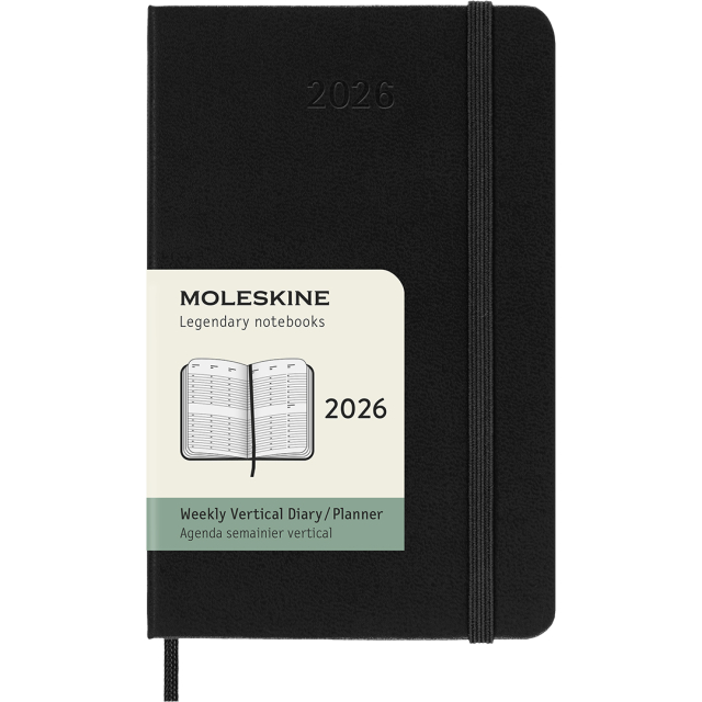Kalender 12M Weekly Vertical 2026 Hardcover Pocket Black