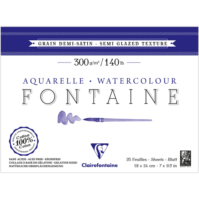 Fontaine Aquarelblok Semi-Glazed 18x24 cm 300g