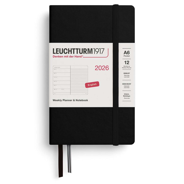 Kalender Weekly Planner & Notebook 2026 A6 Black