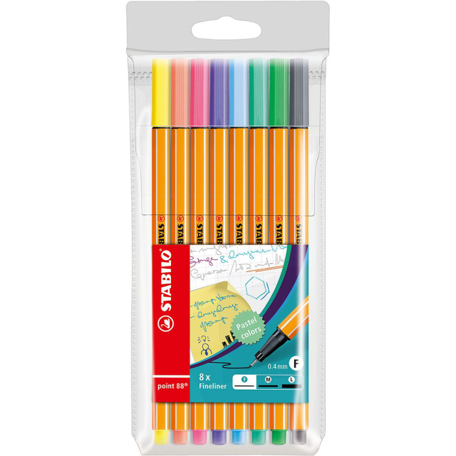 Point 88 Fineliner 8-pack Pastel