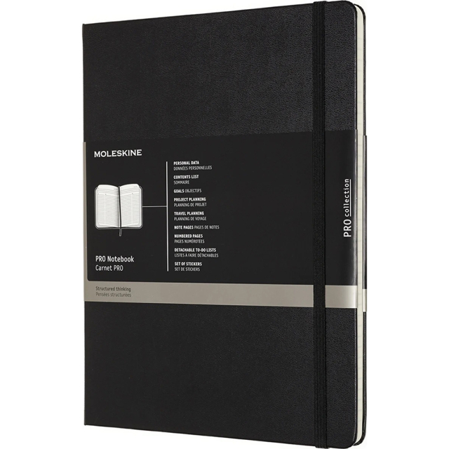 Pro Hard Cover Notebook XL Black Gelijnd