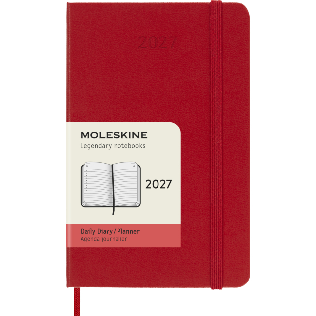 Kalender 12M Daily 2027 Hardcover Pocket Red