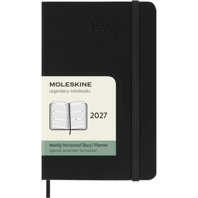 Kalender 12M Weekly Horizontal 2027 Hardcover Pocket Black 