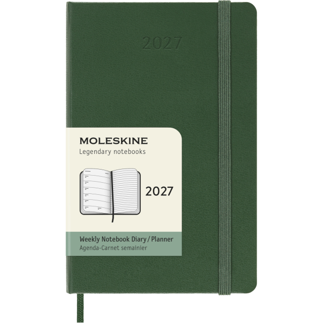 Kalender 12M Weekly Notebook 2027 Hardcover Pocket Myrtle Green 