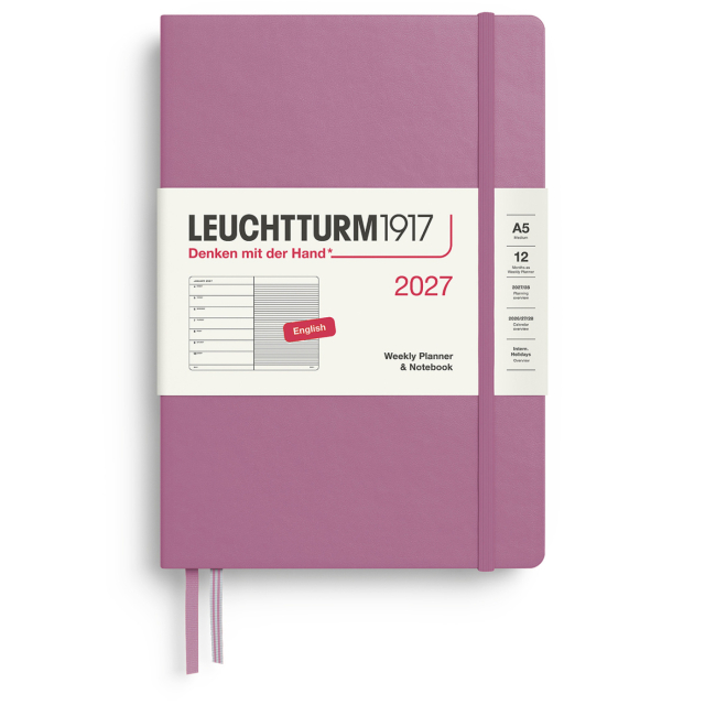 Kalender Weekly Planner & Notebook 2027 A5 Dusty Rose