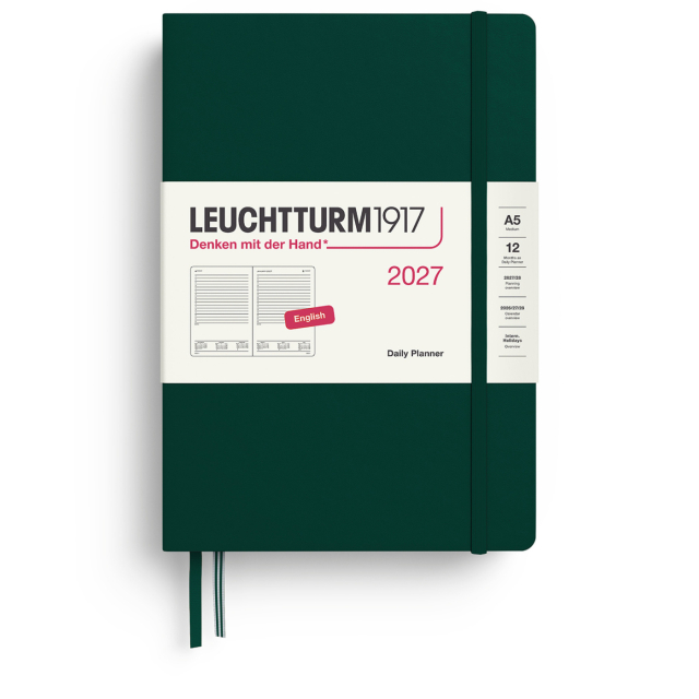 Kalender Daily Planner 2027 A5 Forest Green
