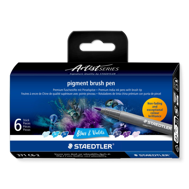 Pigment Arts Brush Pen 6-set Blue/Violet