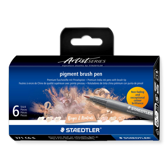 Pigment Arts Brush Pen 6-set Beige/Natural