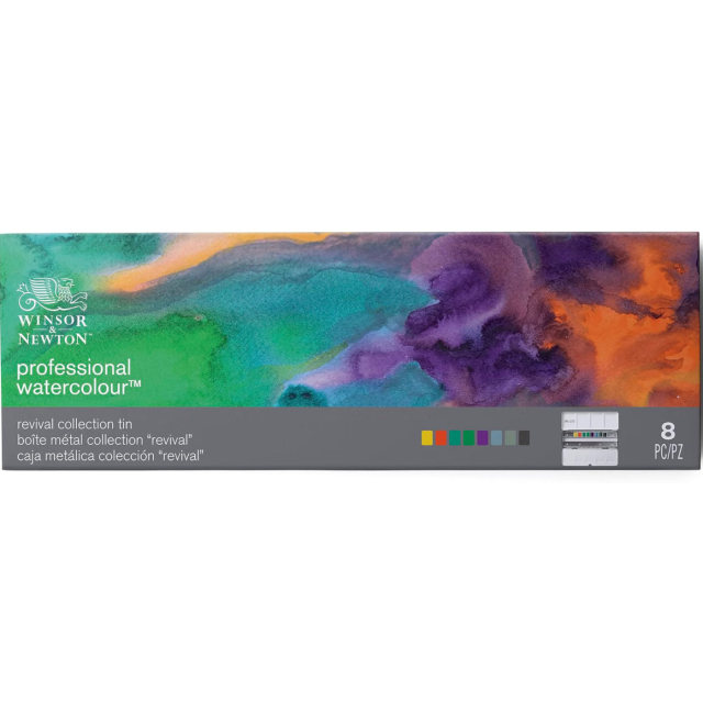 Professional Aquarelverf 1/2 napje Revival 8-set + 16 lege napjes