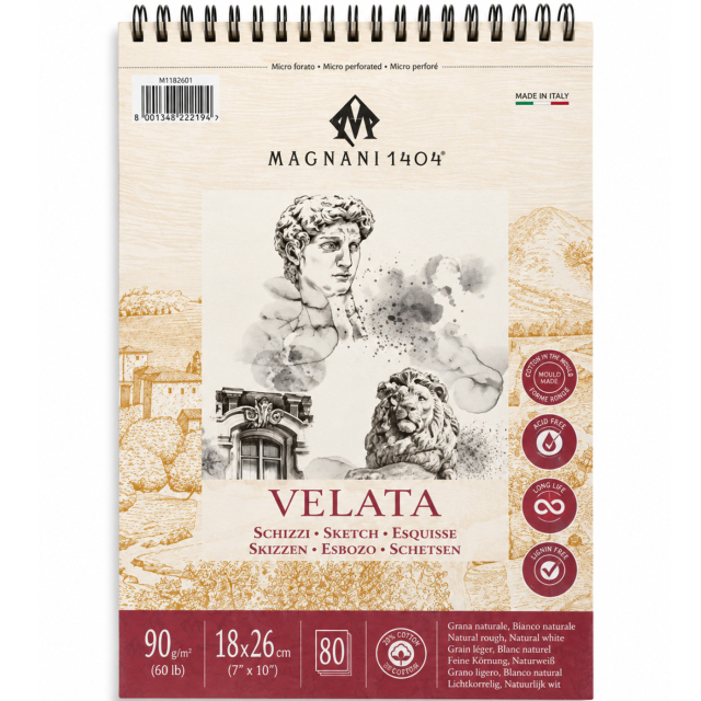 Schetsblok Spiraal Velata 90g 18x26 cm