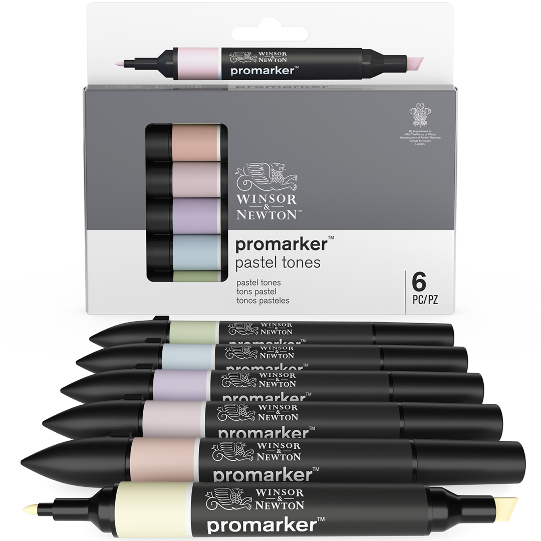 ProMarker 6-set Pastel tones in de groep Pennen / Kunstenaarspotloden en -stiften / Viltstiften bij Voorcrea (100539)