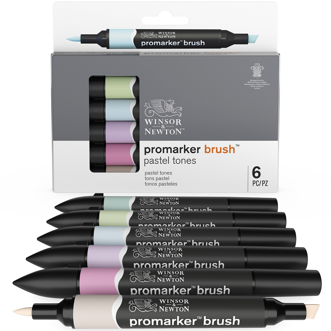 ProMarker Brush 6-set Pastel Tones in de groep Pennen / Kunstenaarspotloden en -stiften / Illustratiemarkers bij Voorcrea (100551)