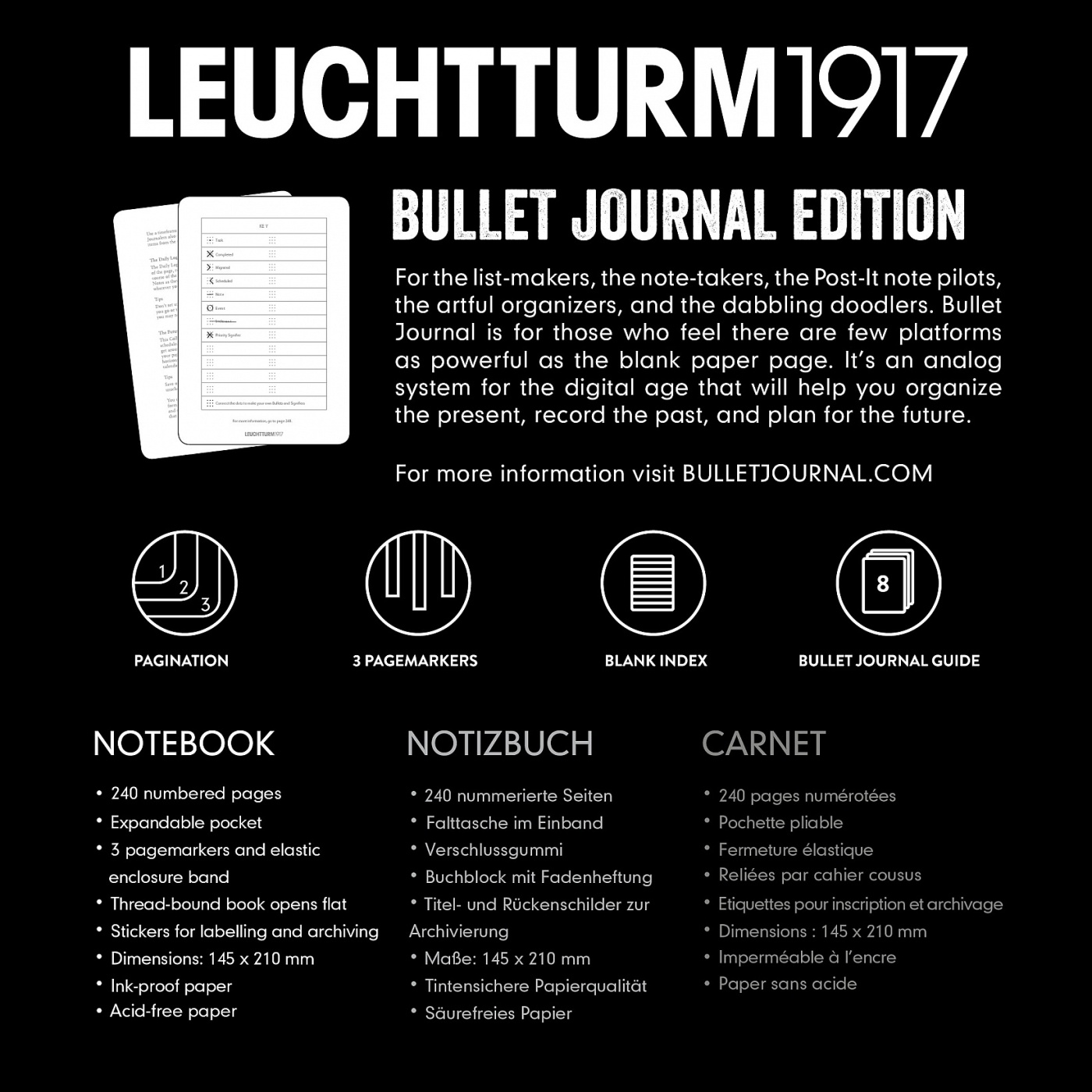Bullet Journal A5 in de groep Papier & Blokken / Schrijven en noteren / Notitieboeken bij Voorcrea (100658_r)