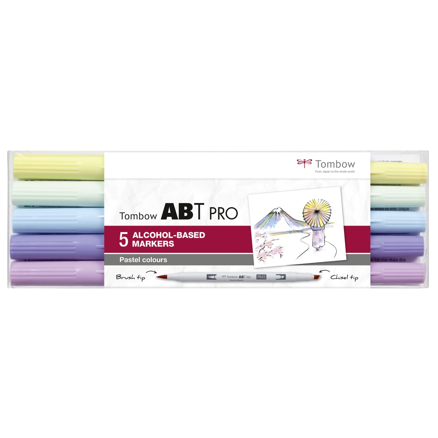 ABT PRO Dual Brush Pen 5-set Pastel in de groep Pennen / Kunstenaarspotloden en -stiften / Illustratiemarkers bij Voorcrea (101257)