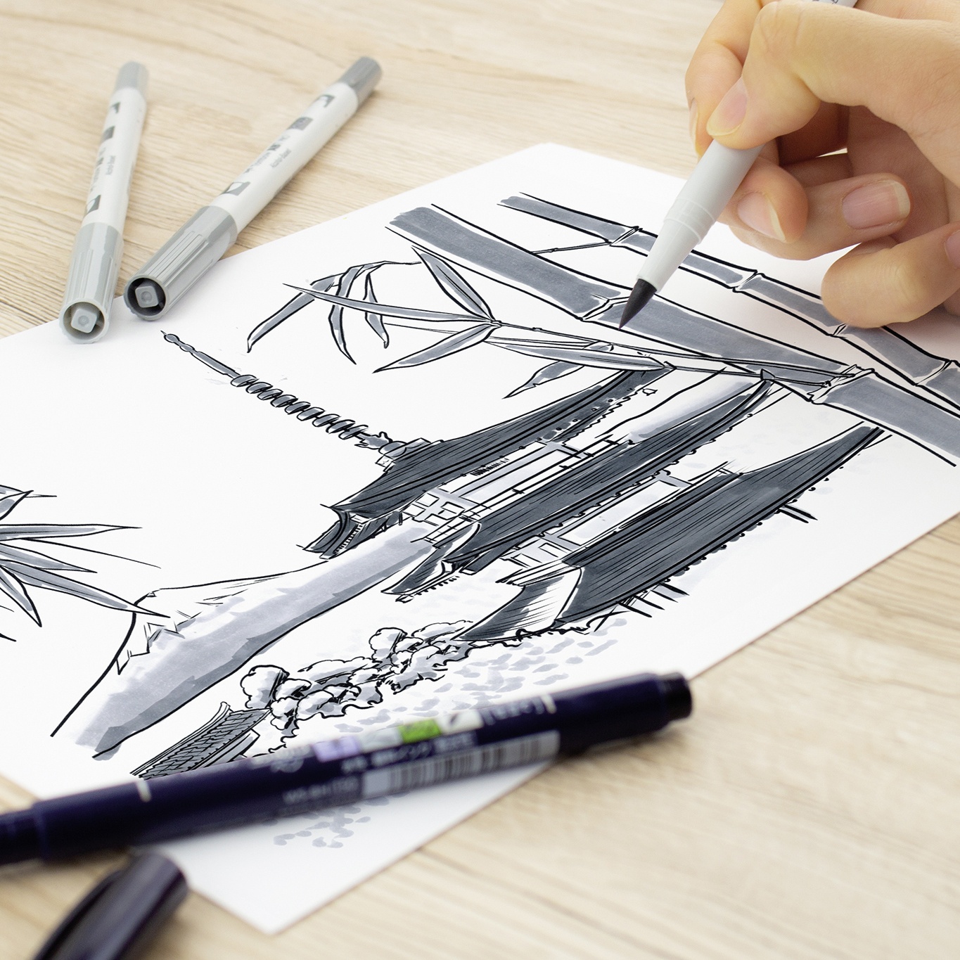 ABT PRO Dual Brush Pen 5-set Pastel in de groep Pennen / Kunstenaarspotloden en -stiften / Illustratiemarkers bij Voorcrea (101257)