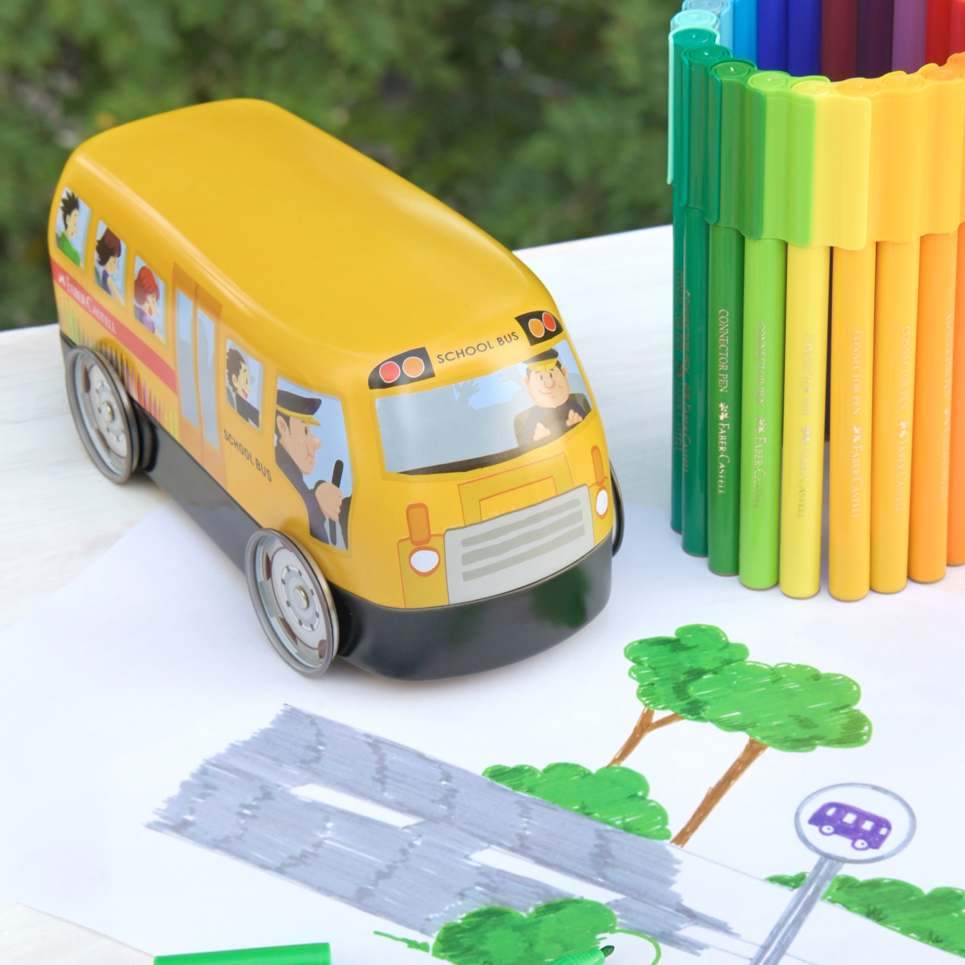 Viltstiften Connector 33-set Schoolbus (3 jaar+) in de groep Kids / Kinderpotloden en -stiften / Viltstiften voor kinderen bij Voorcrea (101420)