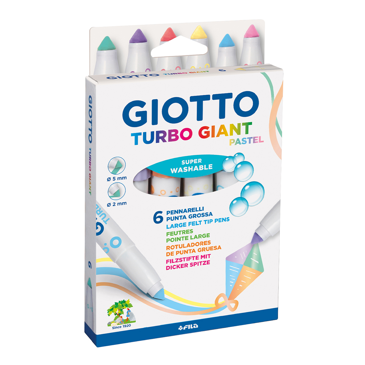 Turbo Giant Pastel 6-set in de groep Kids / Kinderpotloden en -stiften / Viltstiften voor kinderen bij Voorcrea (129851)