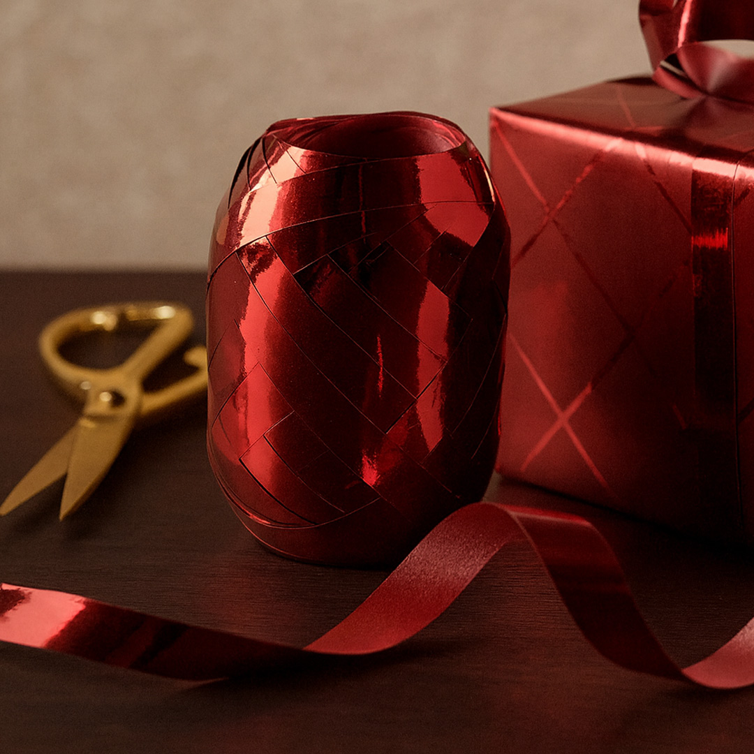 Cadeaulint Metallic 10m x 7 mm Rood