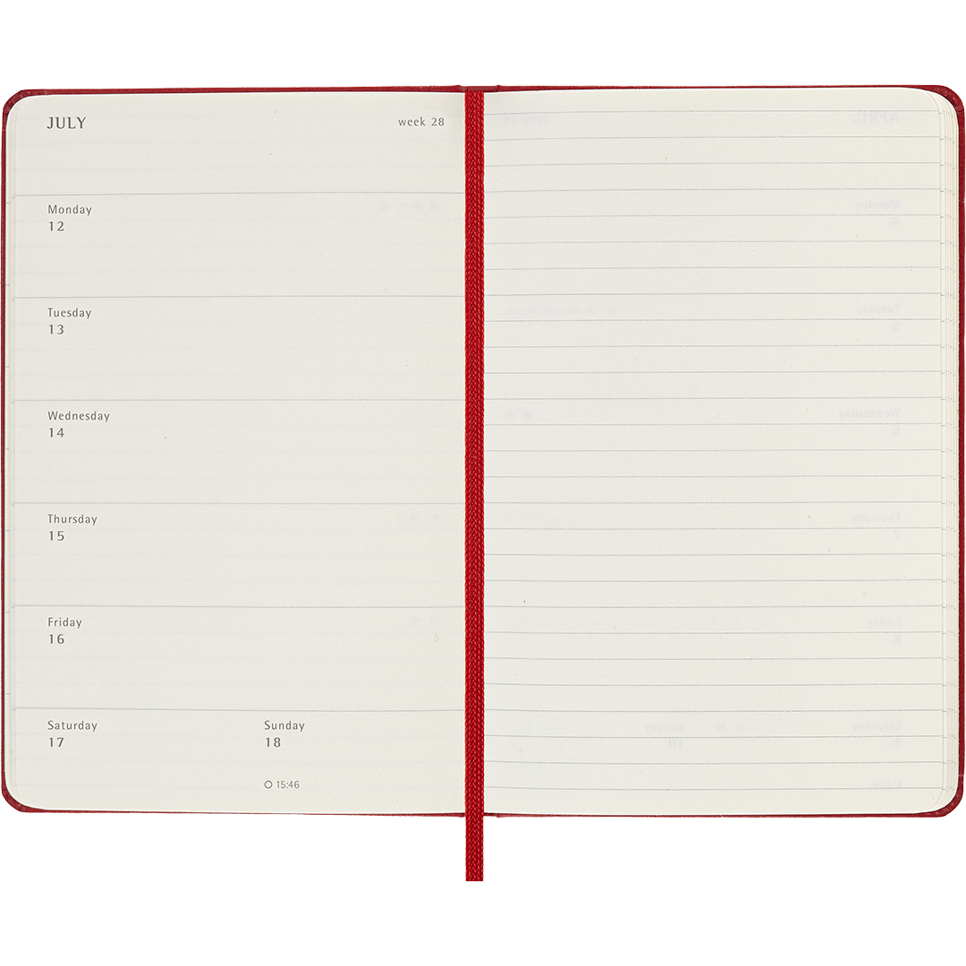 Kalender 18M WeekNote Hard Cover Pocket Red