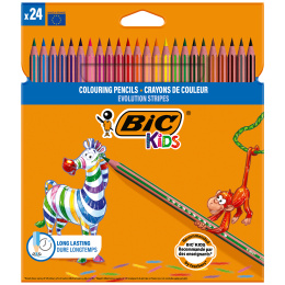 Kids Evolution Stripes Kleurpotloden 24-set (5 jaar+) in de groep Kids / Kinderpotloden en -stiften / Kleurpotloden voor kinderen bij Voorcrea (100245)