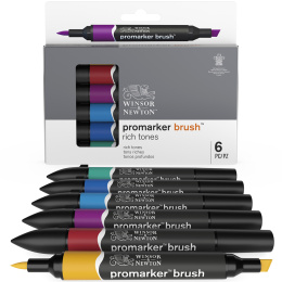 ProMarker Brush 6-set Rich Tones in de groep Pennen / Kunstenaarspotloden en -stiften / Illustratiemarkers bij Voorcrea (100554)