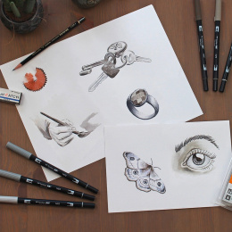 ABT Dual Brush pen 12-set Grey in de groep Pennen / Kunstenaarspotloden en -stiften / Brushpennen bij Voorcrea (101093)