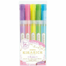 Kirarich Glitter Markeerstift 5-set in de groep Creëren & Hobby / Techniken / Bullet journaling bij Voorcrea (102200)