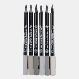 Koi Colouring Brush Pen 6-set Gray in de groep Pennen / Kunstenaarspotloden en -stiften / Penseelstiften bij Voorcrea (102309)