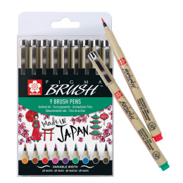 Pigma Micron Brush Color 9-pack in de groep Pennen / Schrijven / Fineliners bij Voorcrea (103307)
