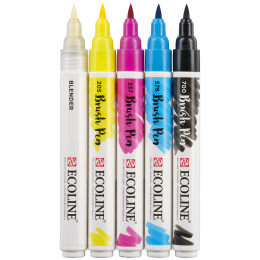 Ecoline Brush Pen Primary 5-set in de groep Pennen / Kunstenaarspotloden en -stiften / Penseelstiften bij Voorcrea (103708)