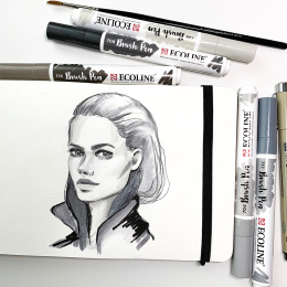 Ecoline Brush Pen Grey 5-set in de groep Pennen / Kunstenaarspotloden en -stiften / Penseelstiften bij Voorcrea (103713)