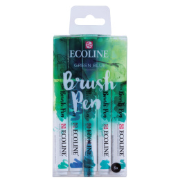 Ecoline Brush Pen Green Blue 5-set in de groep Pennen / Kunstenaarspotloden en -stiften / Penseelstiften bij Voorcrea (103715)