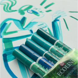 Ecoline Brush Pen Green Blue 5-set in de groep Pennen / Kunstenaarspotloden en -stiften / Penseelstiften bij Voorcrea (103715)