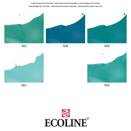 Ecoline Brush Pen Green Blue 5-set in de groep Pennen / Kunstenaarspotloden en -stiften / Penseelstiften bij Voorcrea (103715)